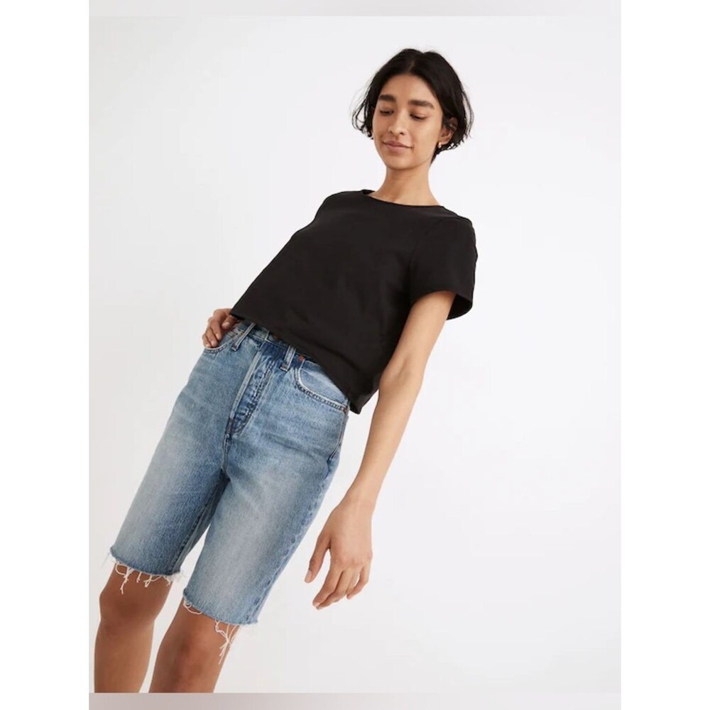 Madewell High-Rise Long Denim Shorts in Brightwater Wash size 29